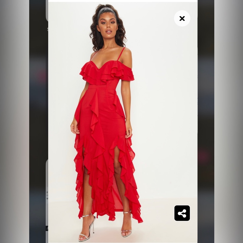 Pretty little thing red ruffle dress